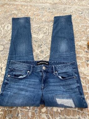 Express Stella ankle skinny low rise womens blue jeans size 4 80% cotton